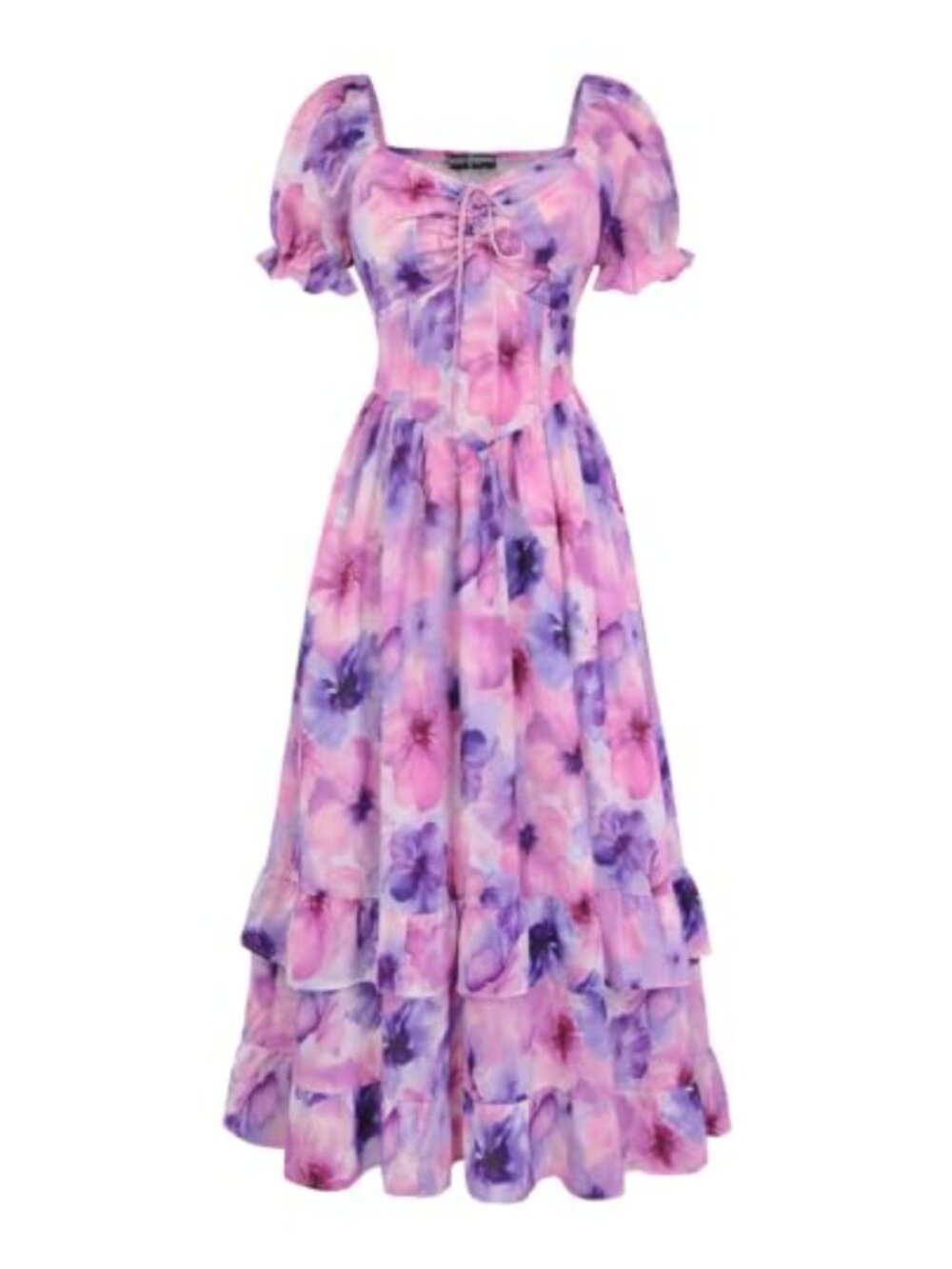 Floral Corset Maxi Dress with Smocked Back and Pockets